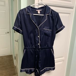 Dark Blue Victoria Secret Silk Sleep Romper